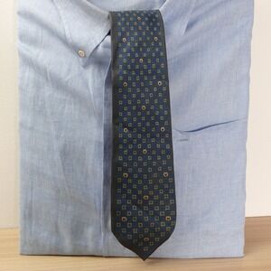 MILA SCHON Neck Tie Mens Blue Silk Classic Logo Designer Geo High Quality ITALY